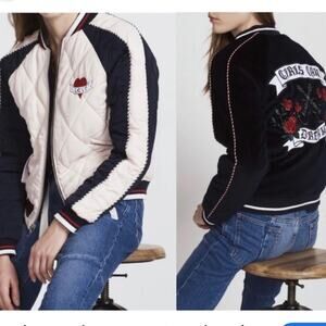 Sandro Paris Phedre Velvet Reversible Bomber Jacket Size 1